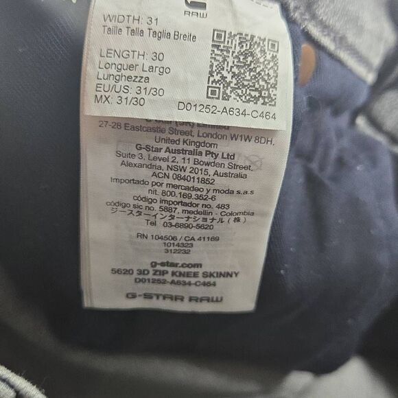 G-Star Raw Jeans Mens 31x 30 5620 3D Zip Knee Skinny Light Wash - Picture 10 of 11